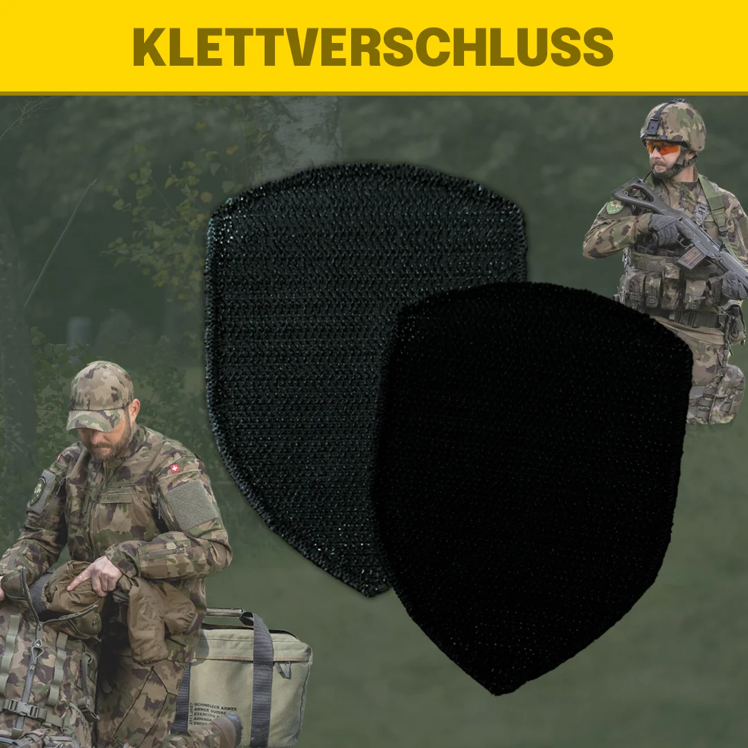 produktfoto von rs badge personalisierte badge mit klettverschluss hinten der Schweizer Armee